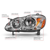 ANZO 2005-2008 Toyota Corolla Crystal Headlight Chrome Amber 121540