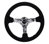 NRG Reinforced Steering Wheel (350mm / 3in. Deep) Blk Suede w/Hydrodipped Digi-Camo Spokes RST-036DC-S