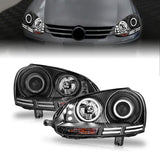 ANZO 2006-2009 Volkswagen Rabbit Projector Headlights w/ Halo Black (CCFL) 121345