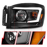 Anzo 06-09 Dodge RAM 1500/2500/3500 Headlights Black Housing/Clear Lens (w/ Light Bars) 111524