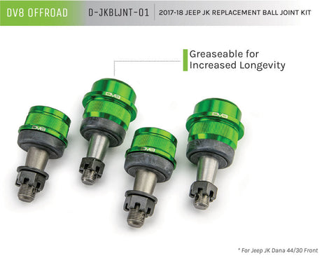 DV8 Offroad 07-18 Jeep Wrangler JK Replacement Ball Joint Kit - Dana 30/44 D-JKBLJNT-01