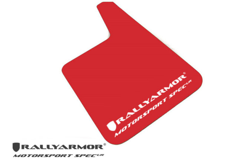 Rally Armor Universal fitment (no hardware) Motorsport Spec Red Mud Flap w/ White Logo MF20-MSUR-RD/WH