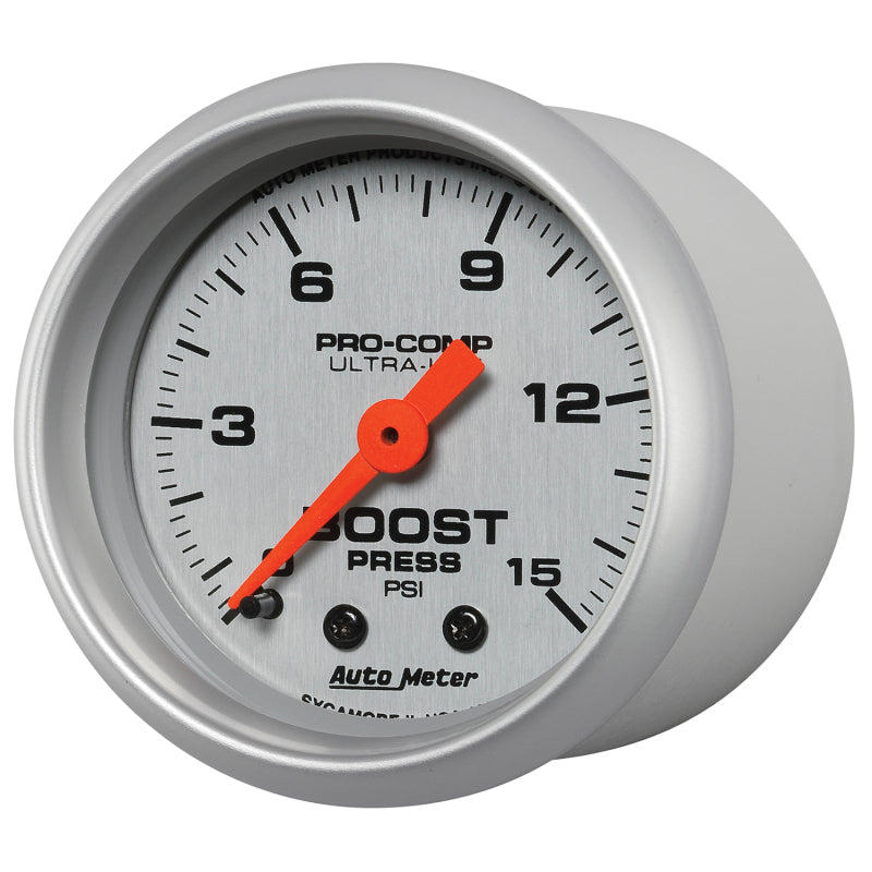 Autometer Ultra-Lite 52mm 0-15 PSI Mechanical Boost Gauge 4302
