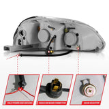 ANZO 1996-1998 Honda Civic Projector Headlights w/ Halo Black 121068