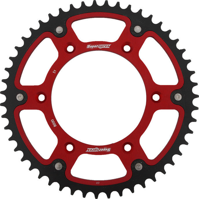 SUPERSPROX Rear Stealth Sprocket Alu/Stl 51t-520 Red Beta RST-8000-51-RED