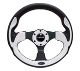 NRG Reinforced Steering Wheel (320mm) Blk w/White Trim & 4mm 3-Spoke RST-001WT