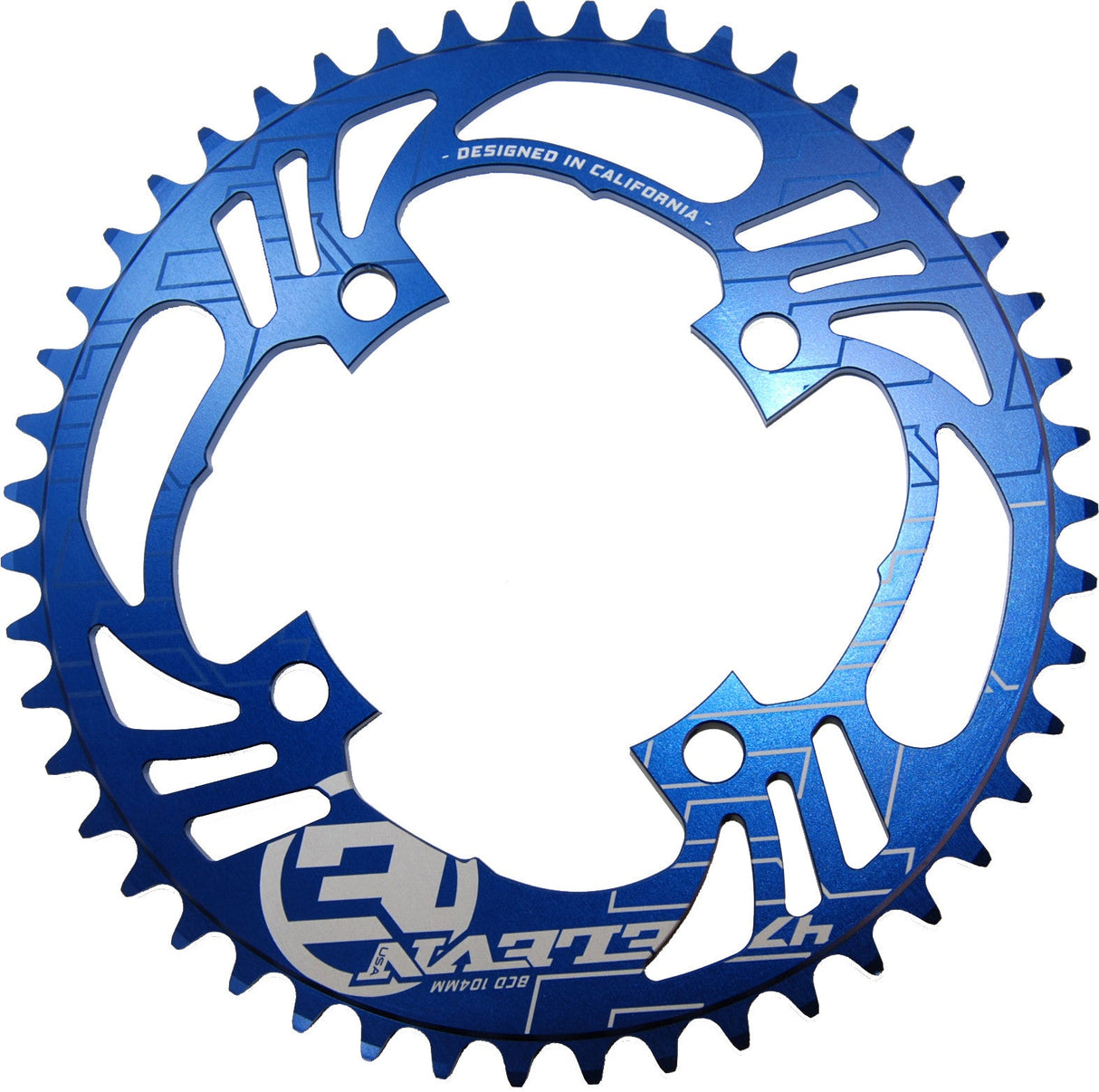 ELEVN 4-Bolt Flow Chainring Blue 43t ELCRF443BLBL