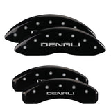 MGP 4 Caliper Covers Engraved Front & Rear Denali Black finish silver ch 34015SDNLBK