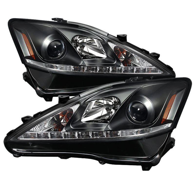 Spyder Lexus IS 250/350 2006-2010 Projector Headlights DRL Black PRO-YD-LIS06-DRL-BK 5080059