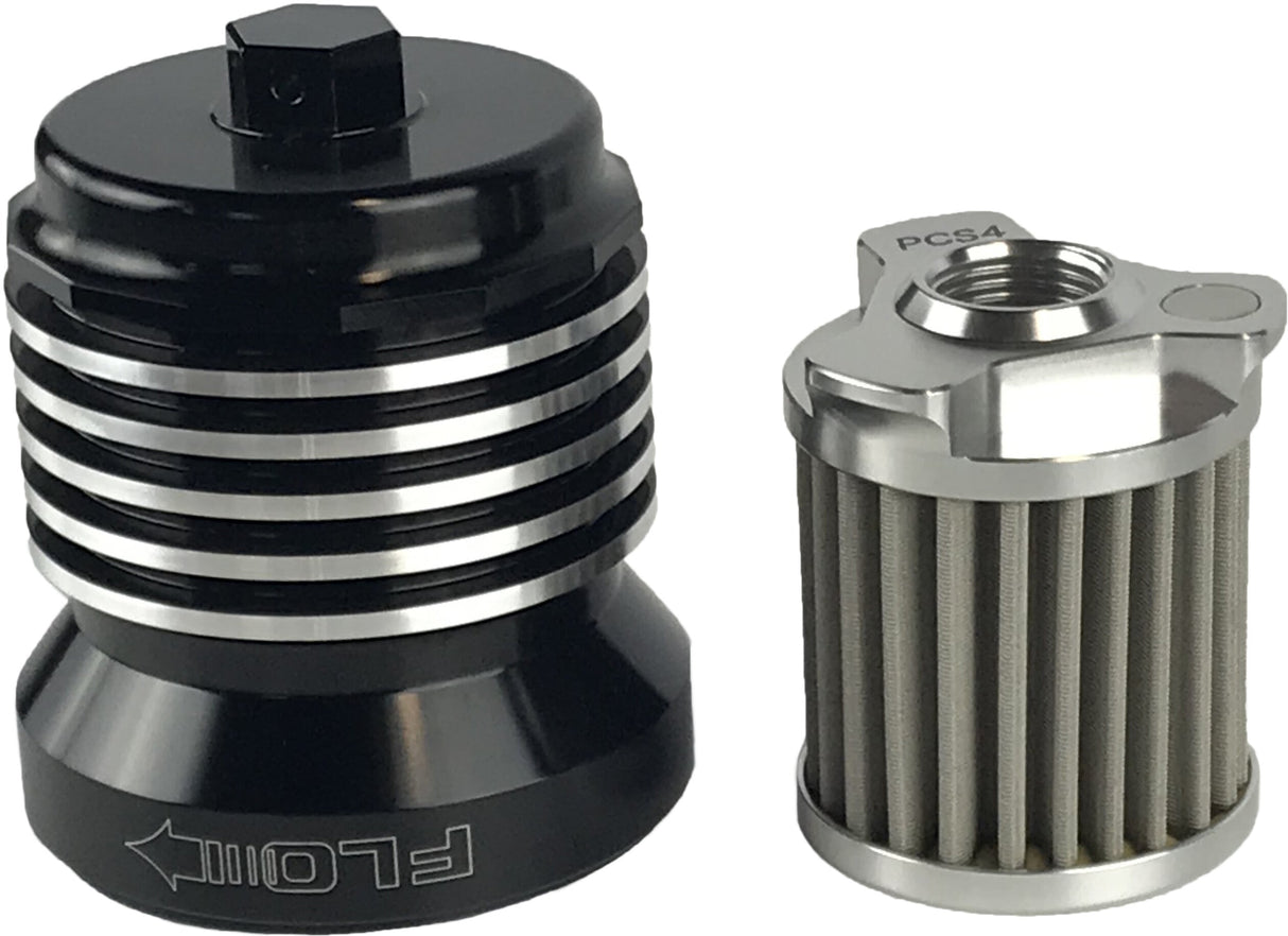 PCRACINGFlo Reusuable Oil Filter Black/Polished FinsPCS4BC