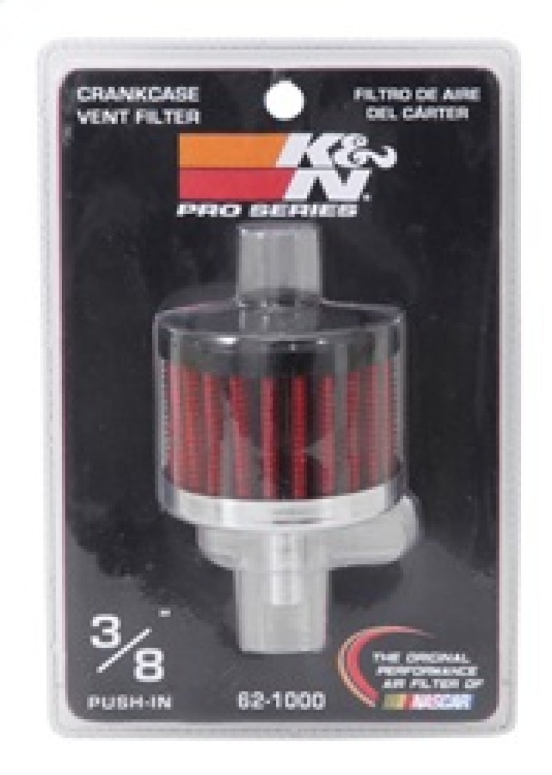 K&N Steel Base Crankcase Vent Filter 0.375in Vent OD x 2in OD x 1.5in Height 62-1000