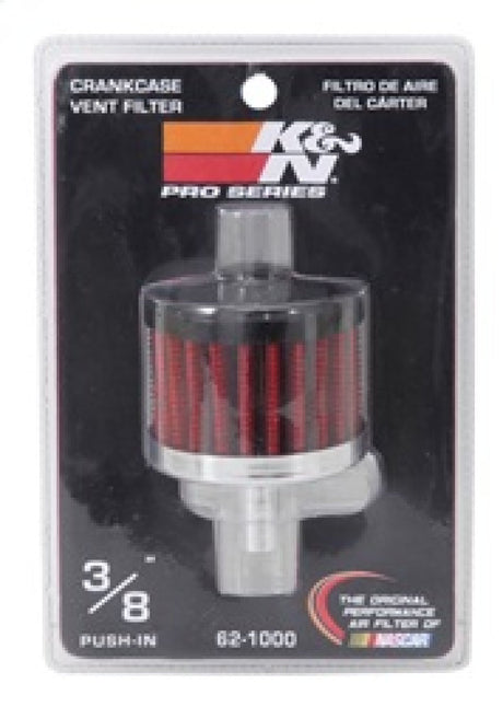 K&N Steel Base Crankcase Vent Filter 0.375in Vent OD x 2in OD x 1.5in Height 62-1000