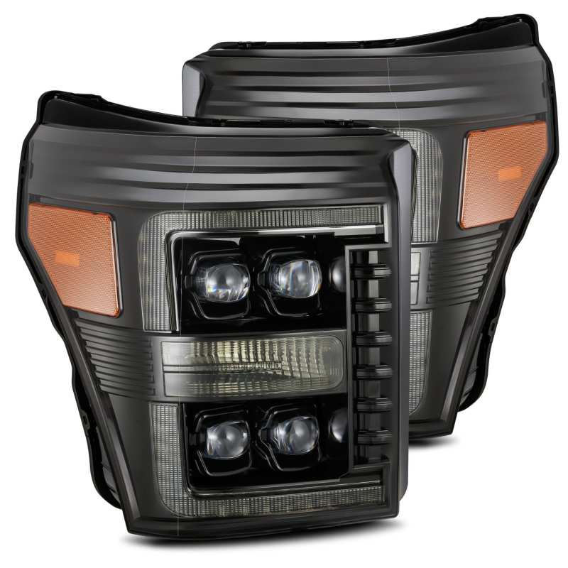 AlphaRex 11-16 Ford F-350 SD NOVA LED Proj Headlights Plank Style Alpha Blk w/Activ Light/Seq Signal 880147