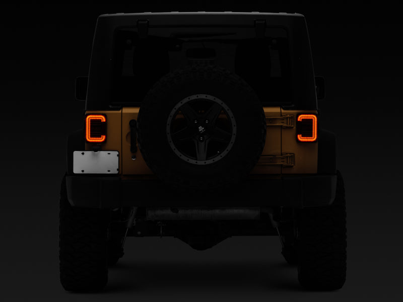 Raxiom 07-18 Jeep Wrangler JK Axial Series LED Halo Tail Lights- Black Housing (Dark Smoked Lens) J138358