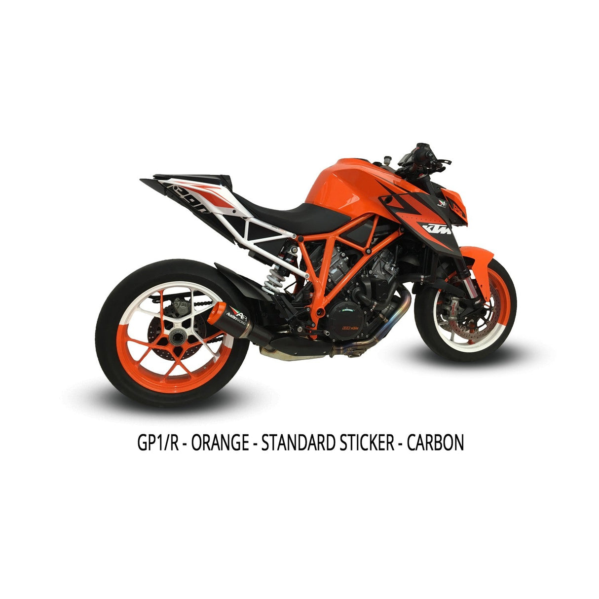 Austin Racing V3 BLACK 200mm ORANGE TIP    SLIP-ON 2014 - 2019 KTM SUPERDUKE 1290 R & 2016 - 2023 GT  AR52
