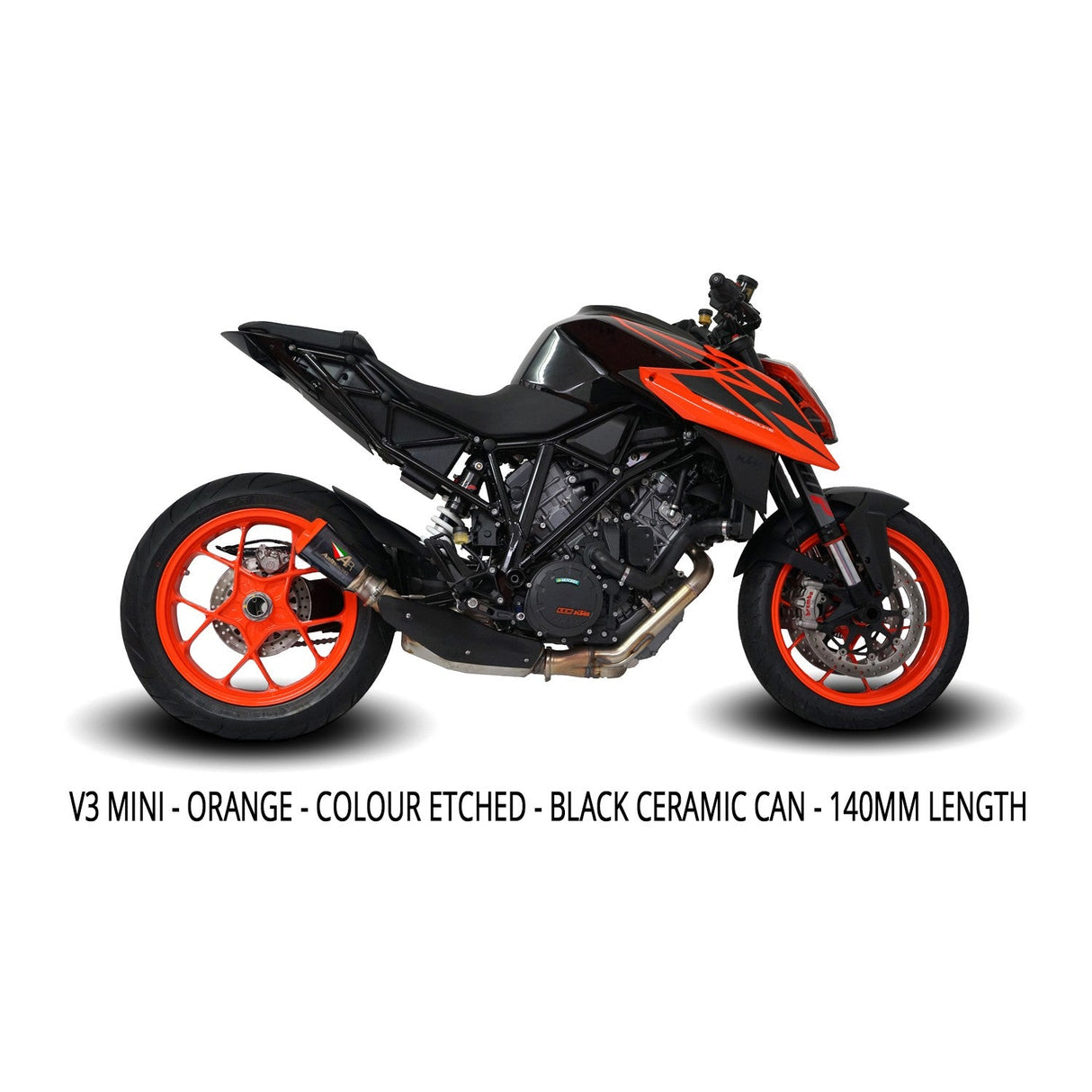 Austin Racing V3 BLACK 200mm ORANGE TIP    SLIP-ON 2014 - 2019 KTM SUPERDUKE 1290 R & 2016 - 2023 GT  AR52