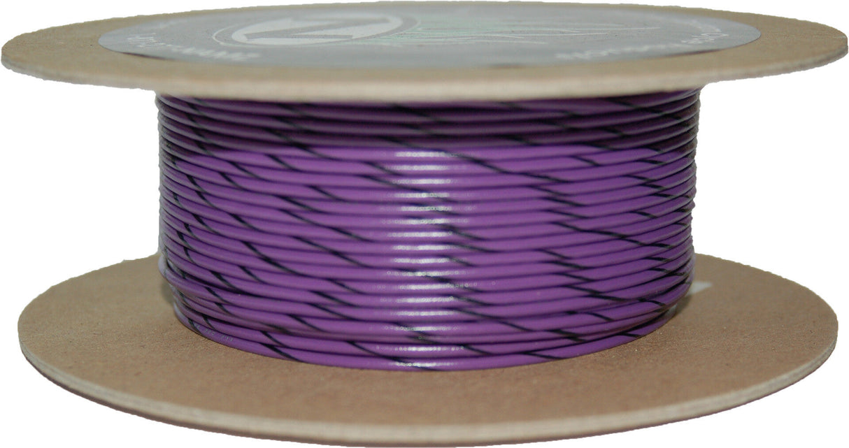 NAMZ CUSTOM CYCLE100' Spool 20-Gauge Wire (Violet/Black Stripe)NWR-70-100-20