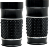 EDDIE TROTTA DESIGNS Fork Slider Covers - Cross-Cut Black Anodized TC-998B