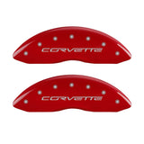 MGP 4 Caliper Covers Engraved Front & Rear C6/Corvette Red finish silver ch 13008SCV6RD