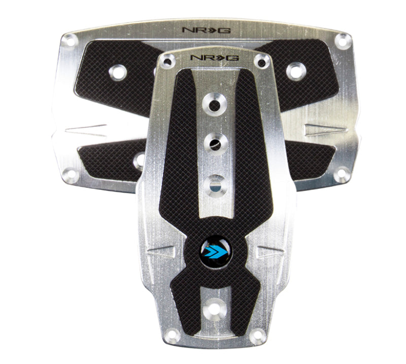 NRG Brushed Aluminum Sport Pedal A/T - Silver w/Black Rubber Inserts PDL-250SL