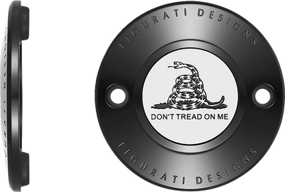 FIGURATI DESIGNS Timing Cover - 2 Hole - Don't Tread on Me - Black FD40-TC-2H-BLK