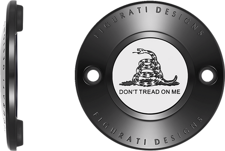 FIGURATI DESIGNS Timing Cover - 2 Hole - Don't Tread on Me - Black FD40-TC-2H-BLK
