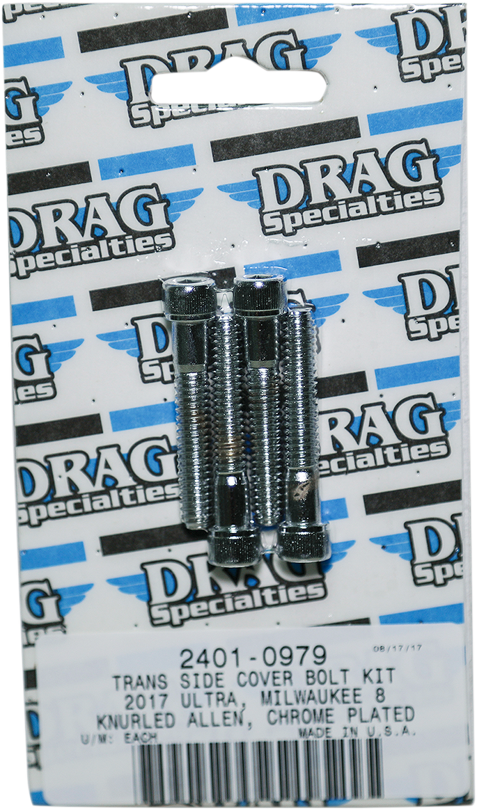 DRAG SPECIALTIES Transmission Side Knurled Bolt Kit - Chrome - M8 MK782