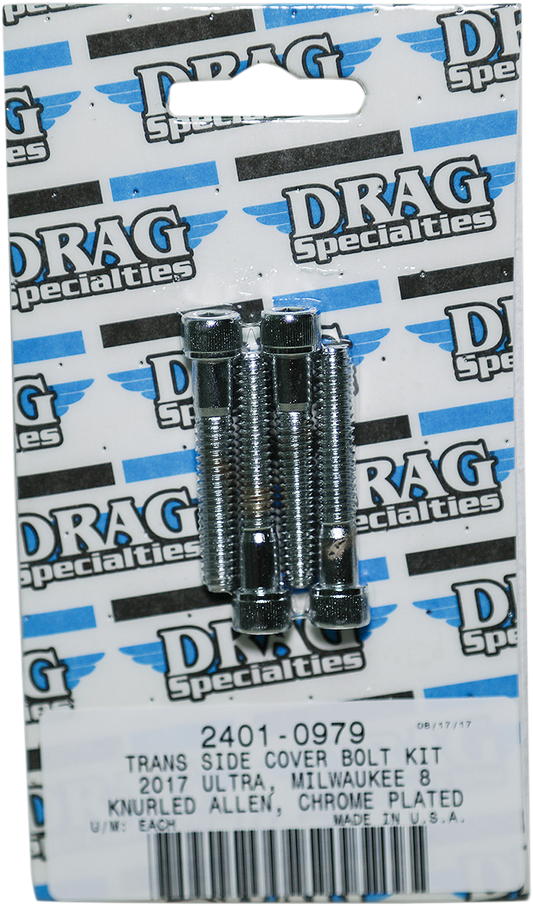 DRAG SPECIALTIES Transmission Side Knurled Bolt Kit - Chrome - M8 MK782