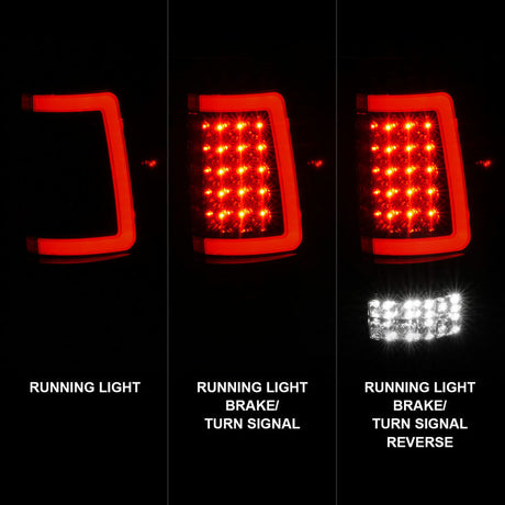 ANZO 2004-2006 Ford F-150 LED Tail Lights w/ Light Bar Black Housing Clear Lens 311342
