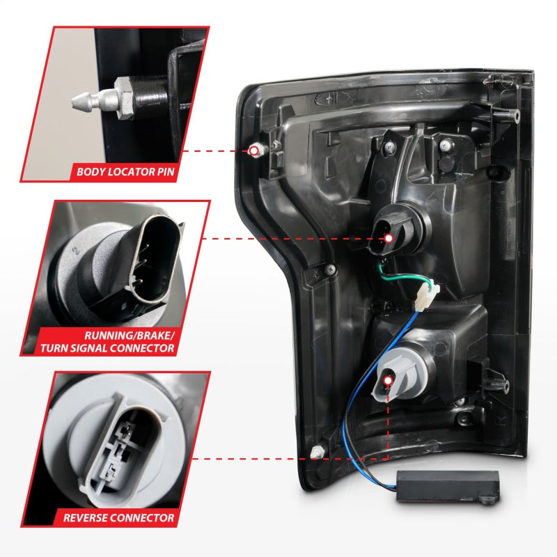 ANZO 2015-2016 Ford F-150 LED Taillights Black 311261