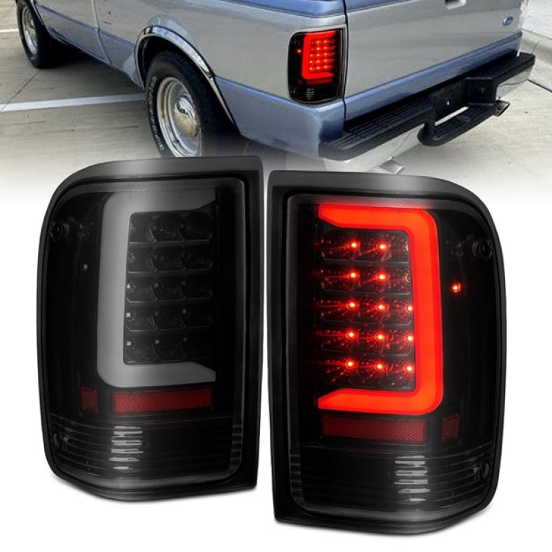 ANZO 1993-1997 Ford  Ranger LED Tail Lights w/ Light Bar Black Housing Smoked Lens 311360