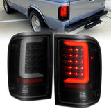 ANZO 1993-1997 Ford  Ranger LED Tail Lights w/ Light Bar Black Housing Smoked Lens 311360
