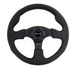 NRG Reinforced Steering Wheel (320mm) Black Leather w/Black Stitching RST-012R