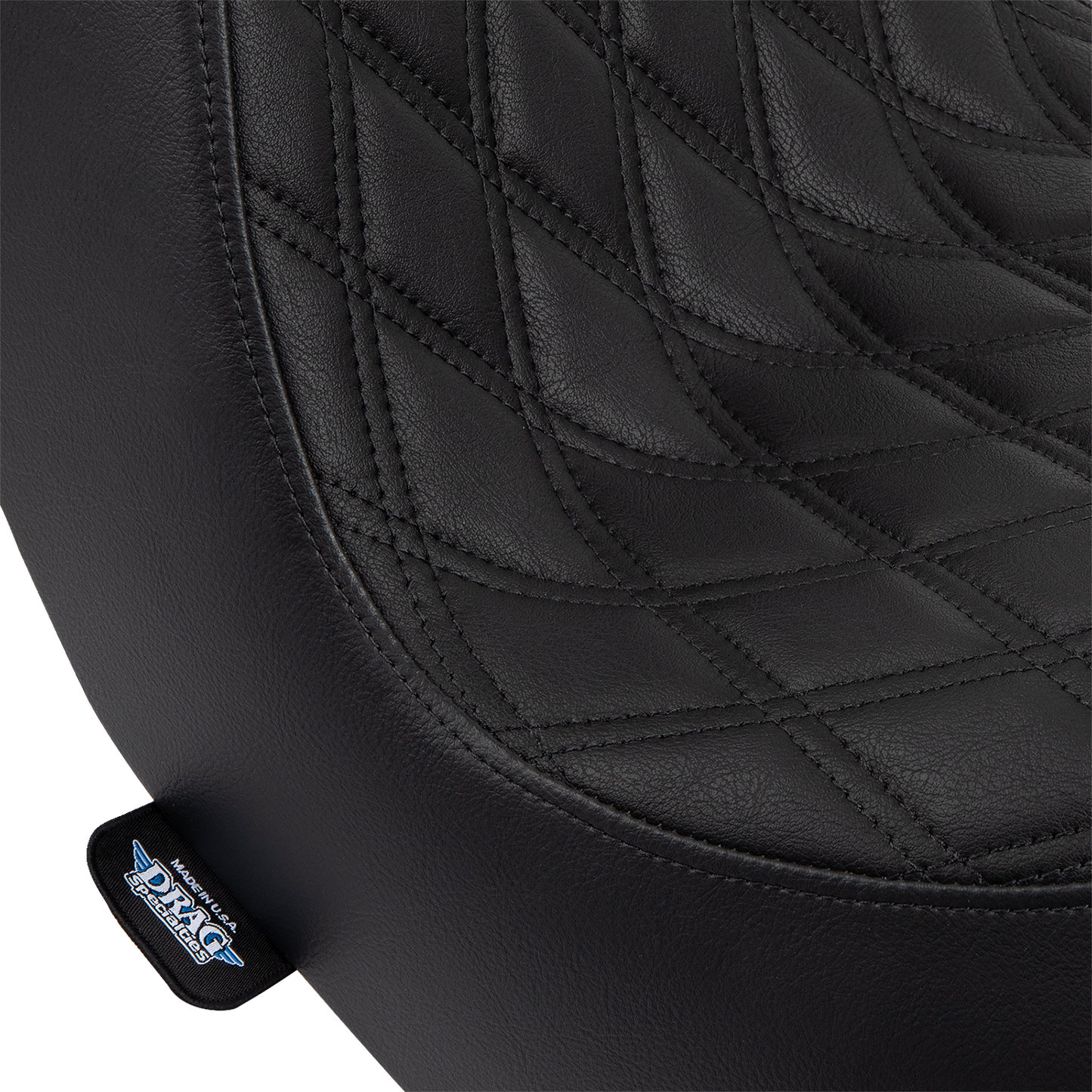 DRAG SPECIALTIES Predator III Seat - Double Diamond - Black w/ Black Stitching - FL/FX '18-'22 0802-1491