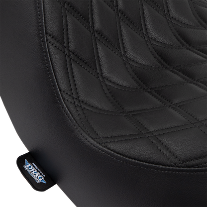 DRAG SPECIALTIES Predator III Seat - Double Diamond - Black w/ Black Stitching - FL/FX '18-'22 0802-1491