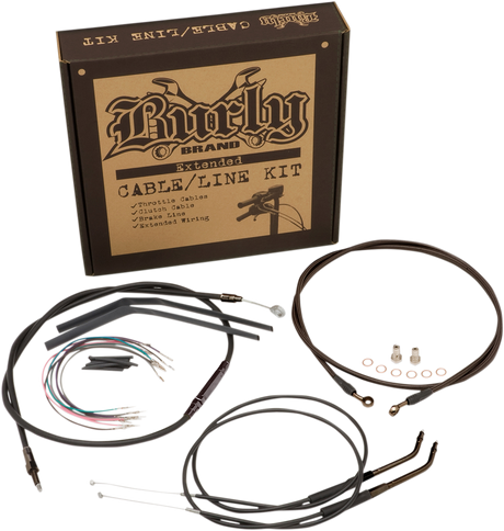 BURLY BRAND Cable Kit - Jail Bar - 12" Handlebars - Black Vinyl B30-1147