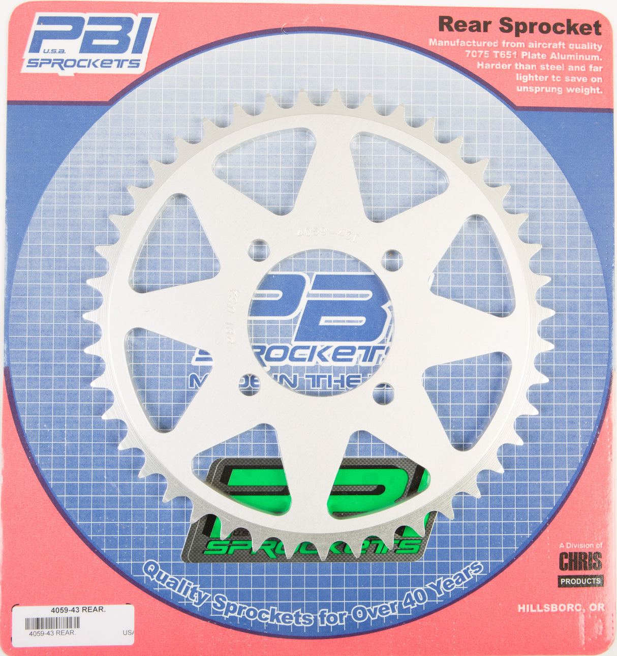 PBIRear Sprocket Aluminum 43t-520 Kaw4059-43-3