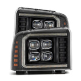 AlphaRex 05-07 Ford F250/350/450/550 Super Duty NOVA LED Proj HL Blk w/Actv Light & Seq Sig + SB DRL 880319