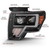 ANZO 2009-2014 Ford F-150 Projector Light Bar G4 H.L. Black Amber 111445