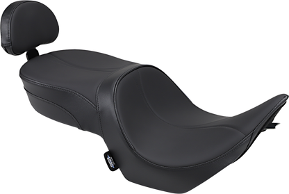 DRAG SPECIALTIES Seat - Low-Profile - Touring - With Passenger Backrest - Mild Stitch - Black 14.5" FR WIDTH 13" REAR 0810-1585