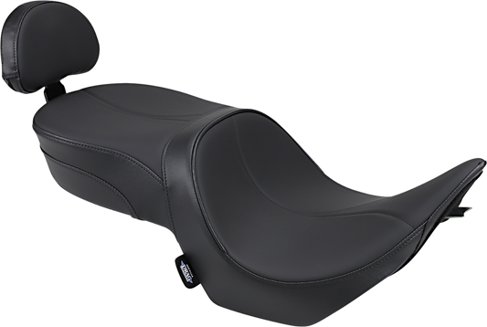 DRAG SPECIALTIES Seat - Low-Profile - Touring - With Passenger Backrest - Mild Stitch - Black 14.5" FR WIDTH 13" REAR 0810-1585