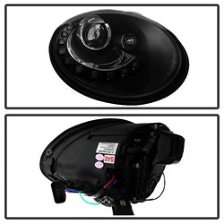 Spyder Volkswagen Beetle 06-10 Projector Headlights DRL LED Black PRO-YD-VB06-DRL-BK 5080929