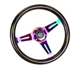 NRG Classic Wood Grain Steering Wheel (350mm) Black Sparkle/Galaxy Color w/Neochrome 3-Spoke ST-015MC-BSB