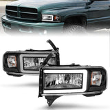 ANZO 94-02 Dodge RAM Crystal Headlight - w/ Light Bar Black Housing 111554