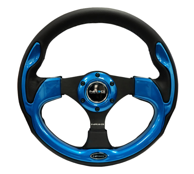 NRG Reinforced Steering Wheel (320mm) Blk w/Blue Trim RST-001BL