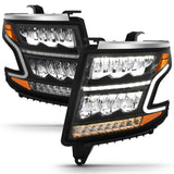 ANZO 15-20 Chevy Tahoe/Suburban LED Light Bar Style Headlights Black w/Sequential w/DRL w/Amber 111478