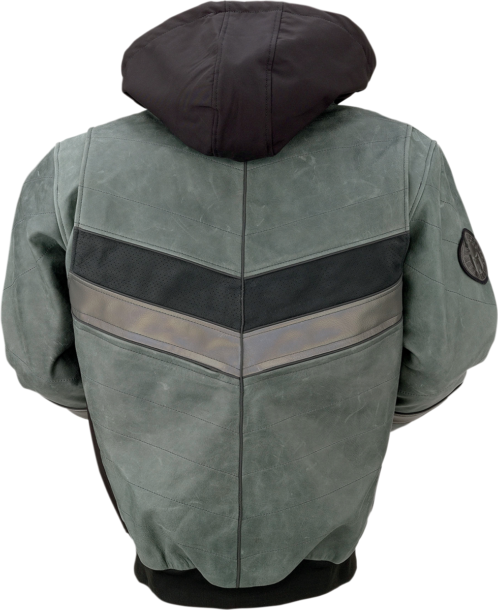 Z1R Thrasher Leather Jacket - Green/Gray - Small 2810-3812