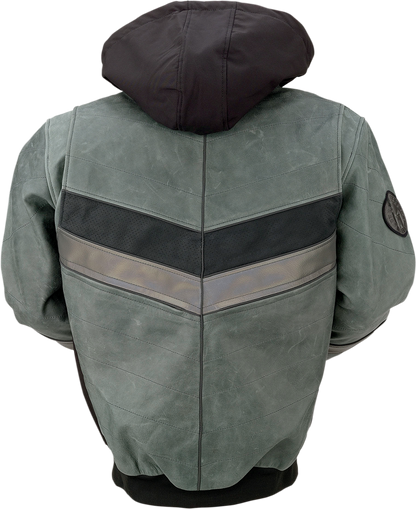 Z1R Thrasher Leather Jacket - Green/Gray - Small 2810-3812