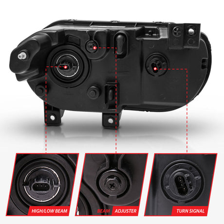ANZO 2008-2014 Dodge Challenger Crystal Headlights Black 121526
