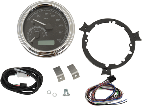 DAKOTA DIGITAL MXV Series Fatbob Analog/Digital Gauge System - Black/Gray/Chrome MVX-2004-KG-C